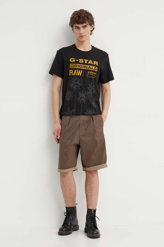 G-Star tricou din bumbac D24681.336 negru AW24
