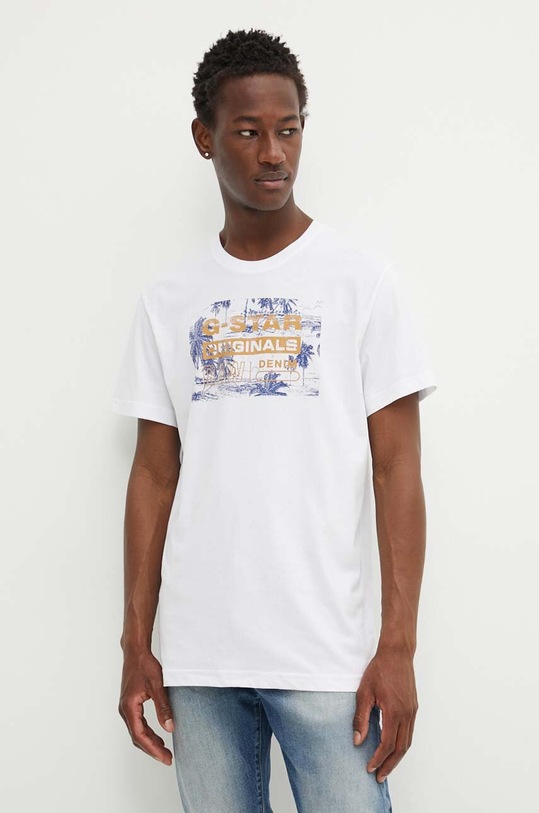G-Star tricou din bumbac print alb D24682.C506