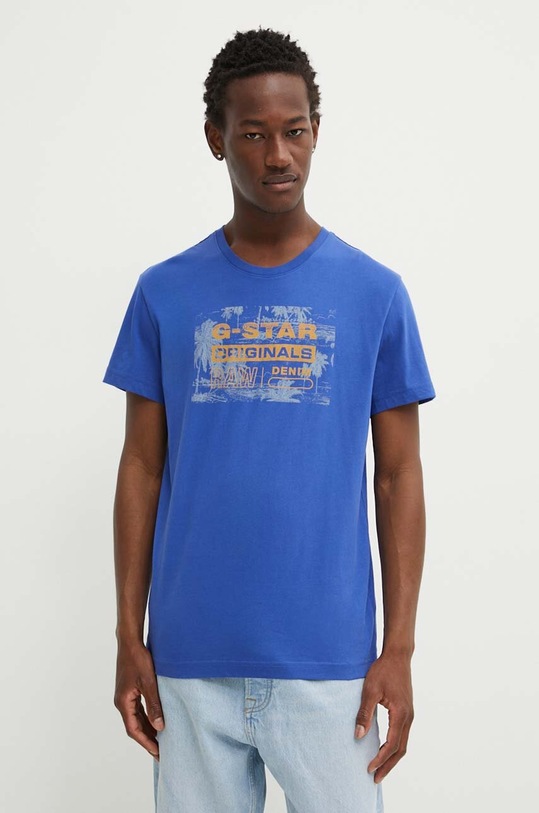 G-Star t-shirt bawełniany niebieski D24682.C506