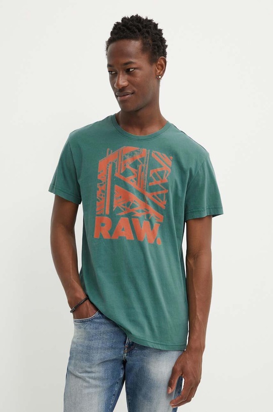 G-Star t-shirt bawełniany zielony D24685.C506