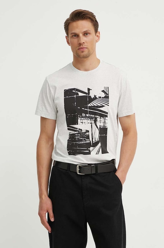G-Star t-shirt bawełniany nadruk szary D24686.336