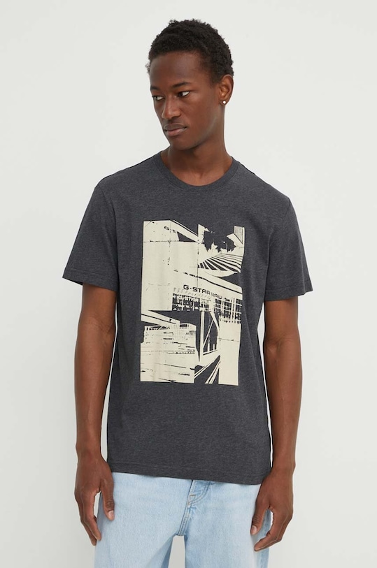 G-Star t-shirt bawełniany nadruk szary D24686.336