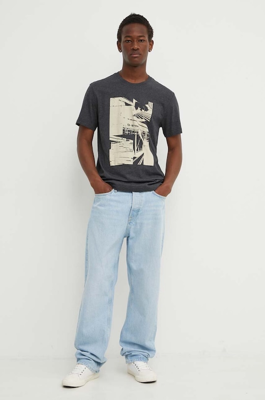 G-Star t-shirt bawełniany D24686.336 szary AW24