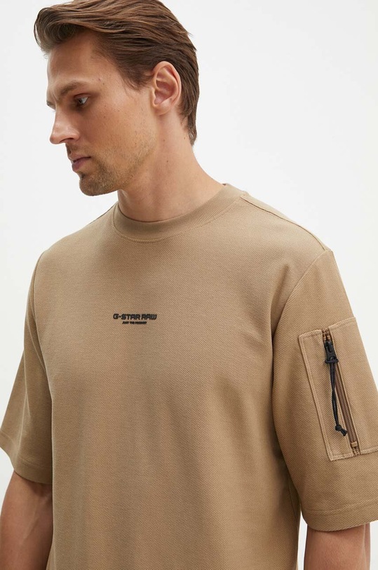 G-Star t-shirt bawełniany beżowy D24705.D617