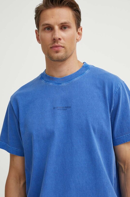G-Star Raw tricou din bumbac uni albastru D25737.C756