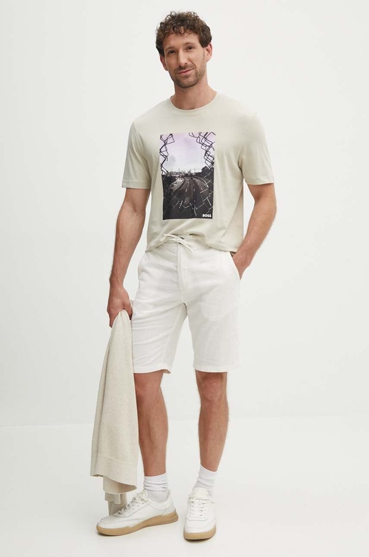 Boss Orange tricou din bumbac 50522638 bej AW24