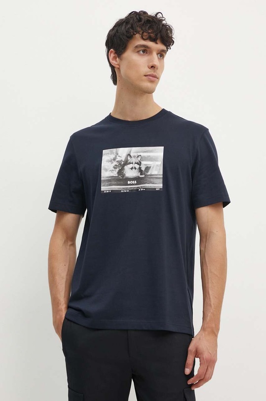 BOSS Orange t-shirt bawełniany granatowy 50522894