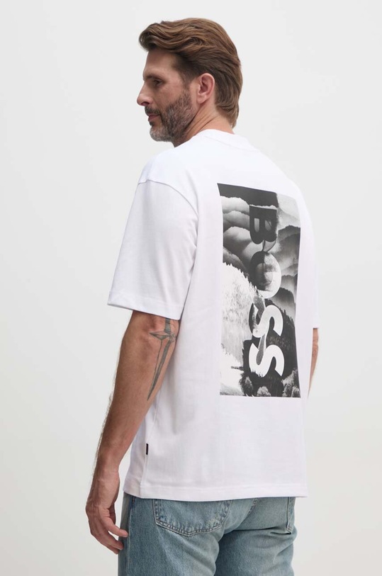 Boss Orange tricou din bumbac print alb 50522903