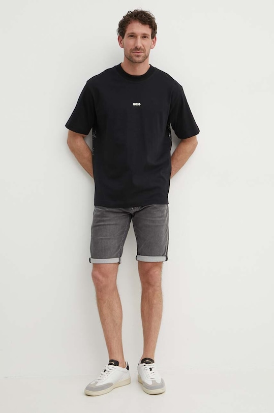 Bavlněné tričko Boss Orange 50523081 černá AW24