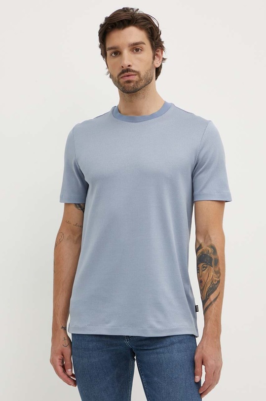 BOSS tricou din bumbac melanj albastru 50518539