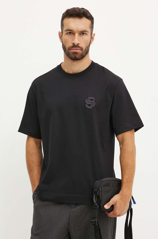 BOSS t-shirt bawełniany aplikacja czarny 50518743