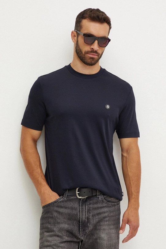 BOSS tricou din bumbac uni bleumarin 50520298