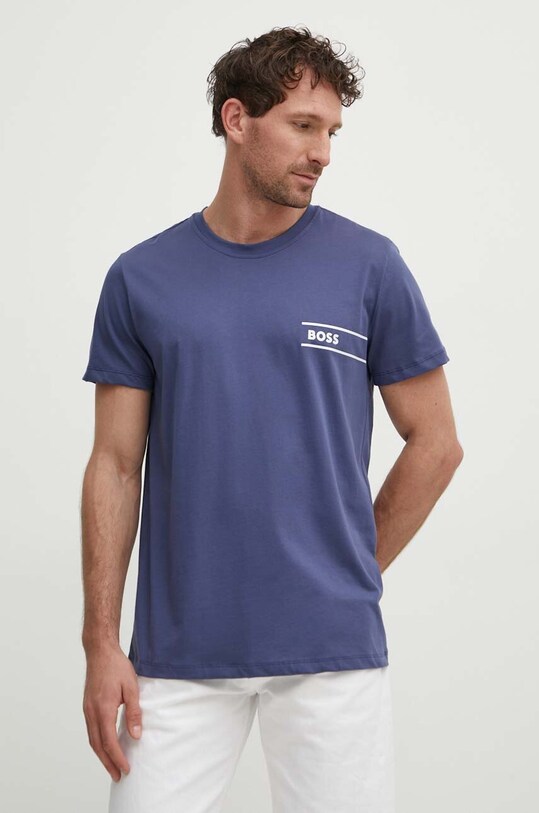 BOSS tricou din bumbac print bleumarin 50517715