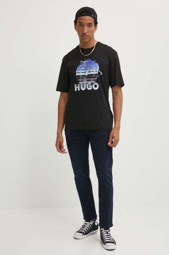 HUGO Blue t-shirt bawełniany 50519047 czarny AW24