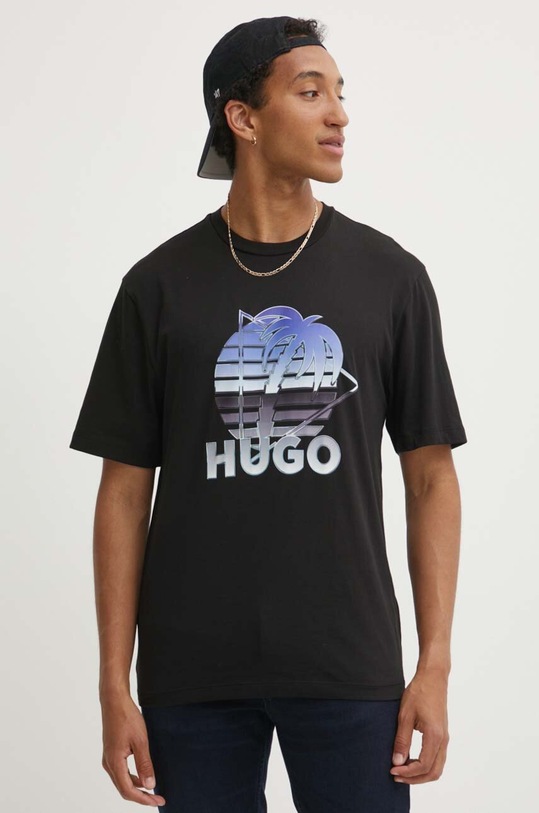 HUGO Blue t-shirt bawełniany czarny 50519047