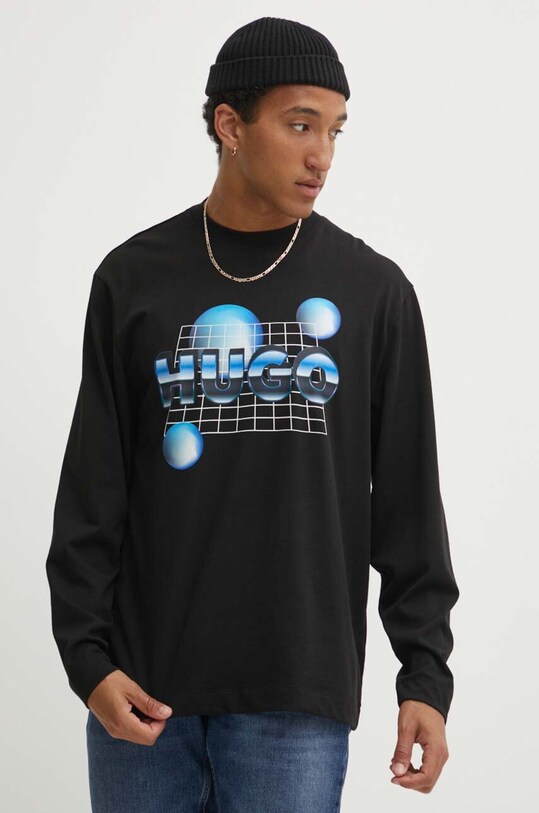 HUGO Blue longsleeve bawełniany czarny 50519060
