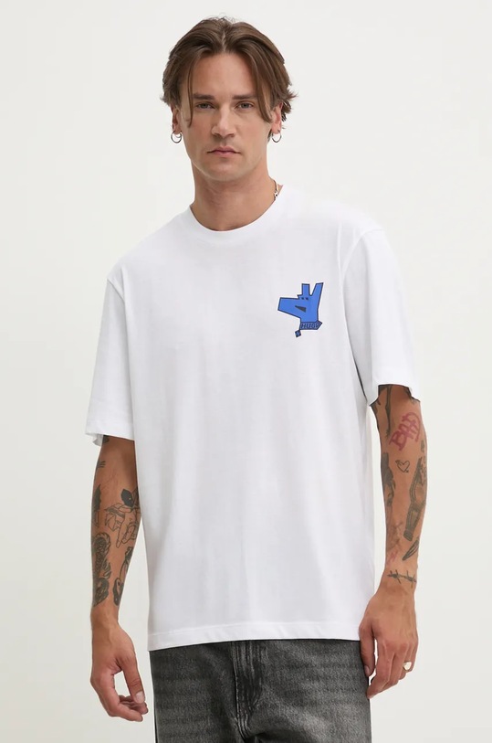 Hugo Blue tricou din bumbac print alb 50519124