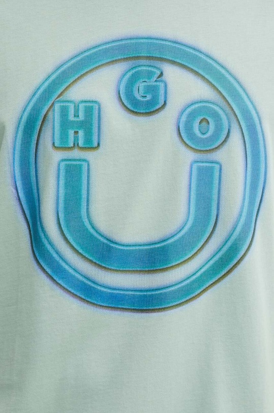 Хлопковая футболка Hugo Blue 50519706 бирюзовый
