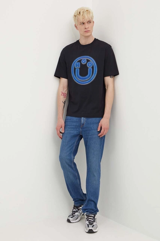 Hugo Blue t-shirt bawełniany 50519706 czarny AW24