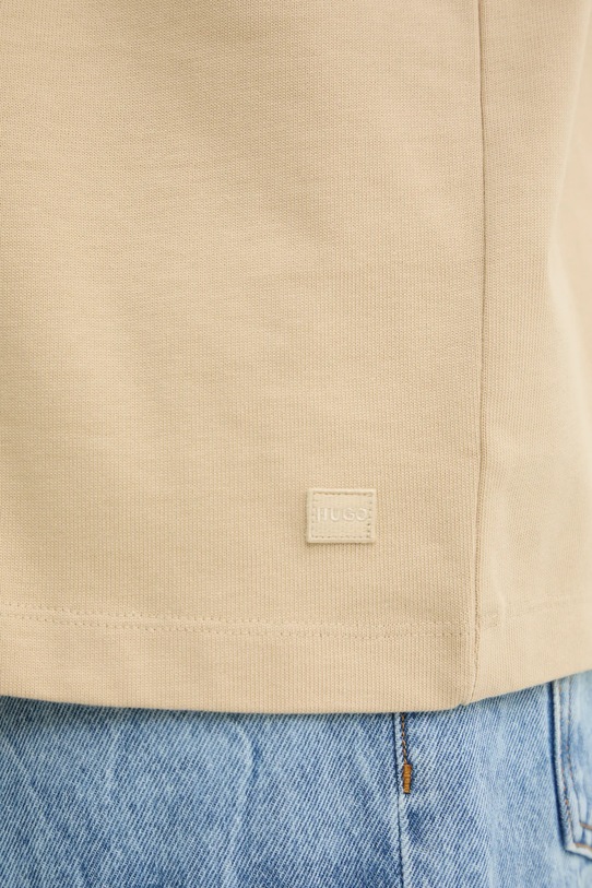 Хлопковая футболка HUGO 50516664 бежевый