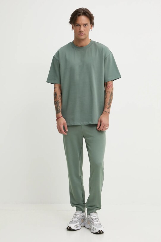 HUGO t-shirt bawełniany 50516664 zielony SS25