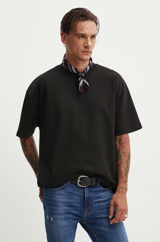 HUGO tricou din bumbac uni negru 50516664