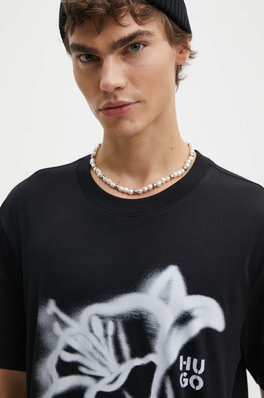 Bavlněné tričko HUGO černá 50516711