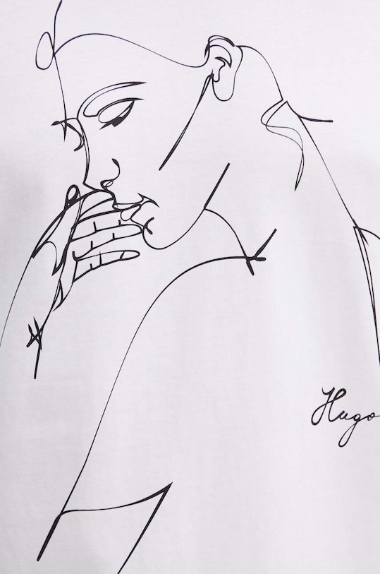 Bavlněné tričko HUGO 50516724 bílá