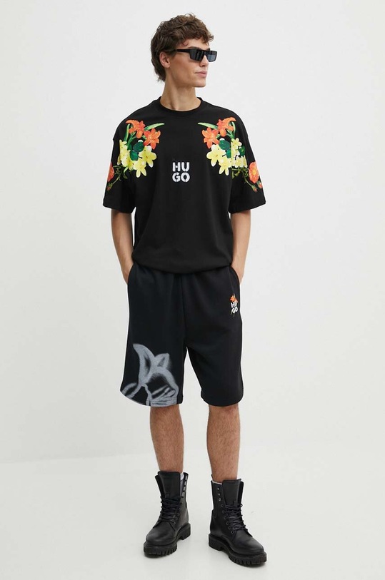 HUGO tricou din bumbac 50517425 negru AW24