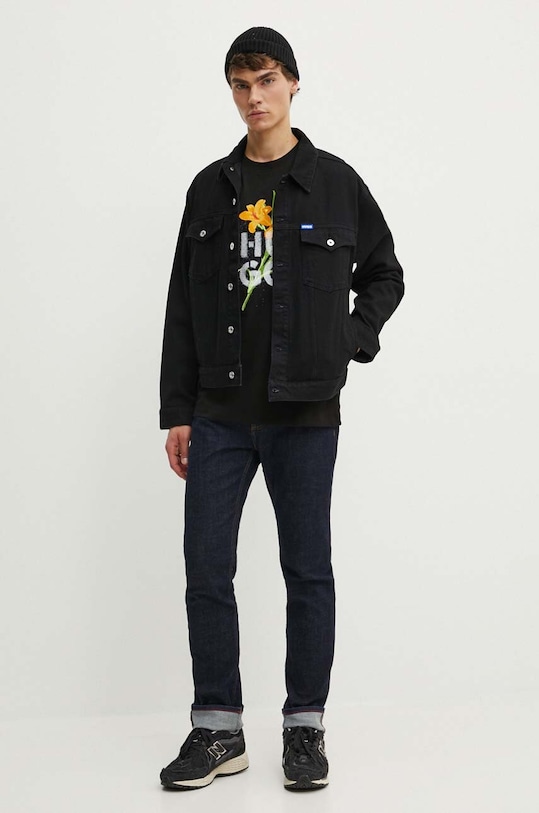 Bavlněné tričko HUGO 50517841 černá AW24