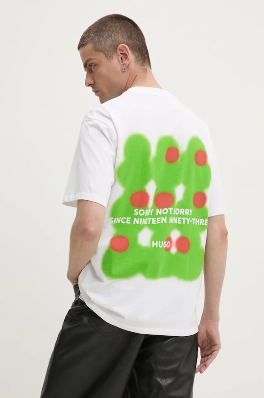 HUGO tricou din bumbac print alb 50519004