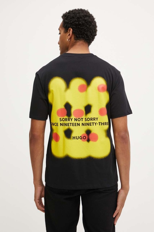 Bavlněné tričko HUGO kulatý černá 50519004