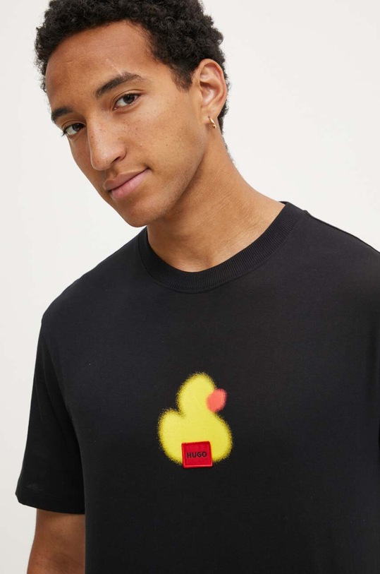 Bavlněné tričko HUGO 50519004 černá