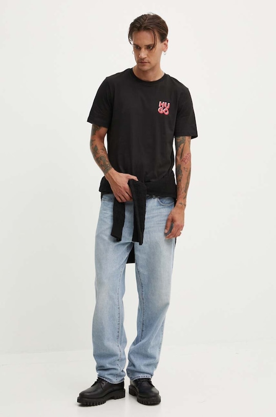 HUGO t-shirt bawełniany 50522434 czarny AW24