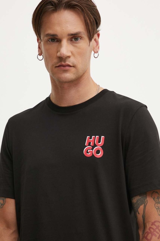 Bavlněné tričko HUGO černá 50522434