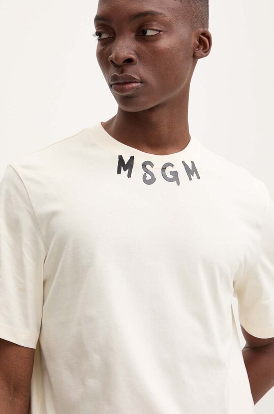 Хлопковая футболка MSGM бежевый 3740MM102.247798