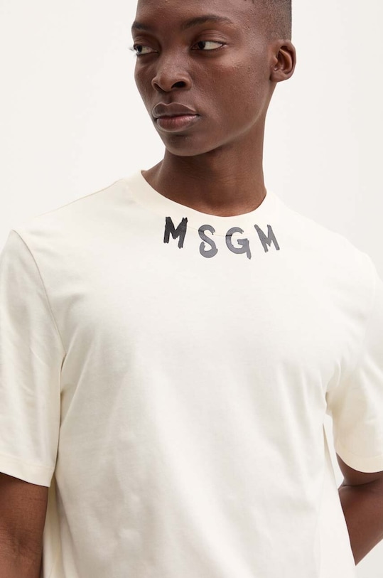 MSGM t-shirt bawełniany beżowy 3740MM102.247798