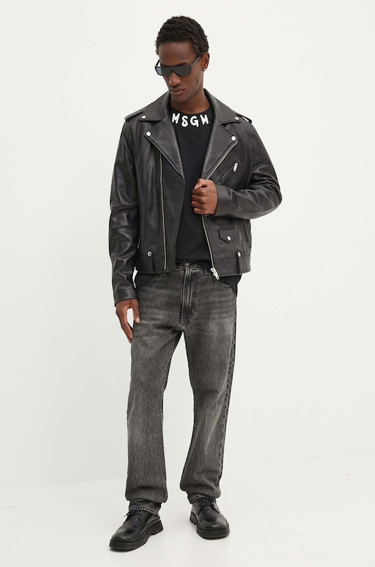 MSGM t-shirt bawełniany 3740MM102.247798 czarny AW24