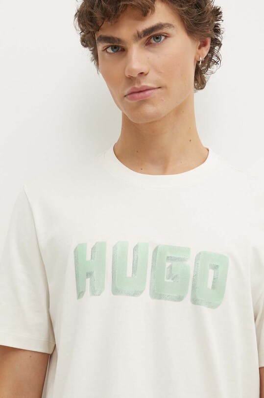 Бавовняна футболка HUGO бежевий 50516624