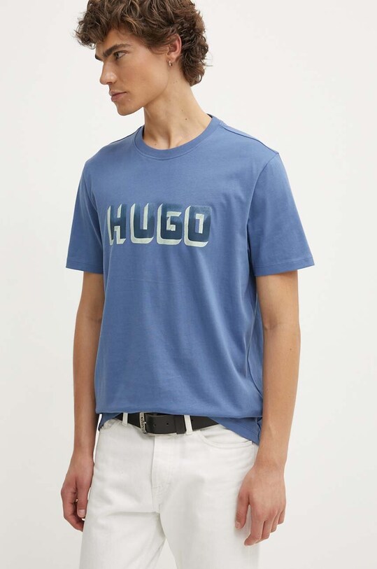 HUGO tricou din bumbac 50516624 albastru AW24