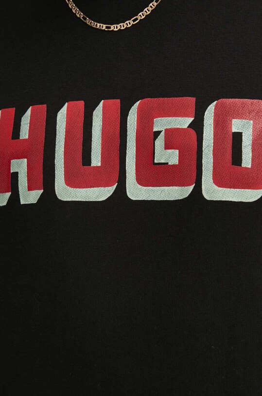 Хлопковая футболка HUGO 50516624 чёрный