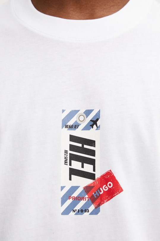 Bavlněné tričko HUGO 50516738 bílá