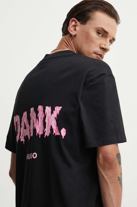 HUGO t-shirt bawełniany nadruk czarny 50517645