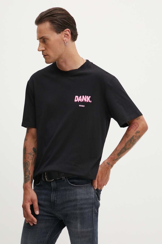 HUGO t-shirt bawełniany 50517645 czarny AW24