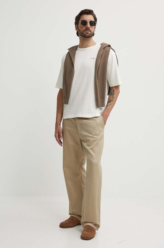 Βαμβακερό μπλουζάκι Polo Ralph Lauren 710950133 μπεζ AW24