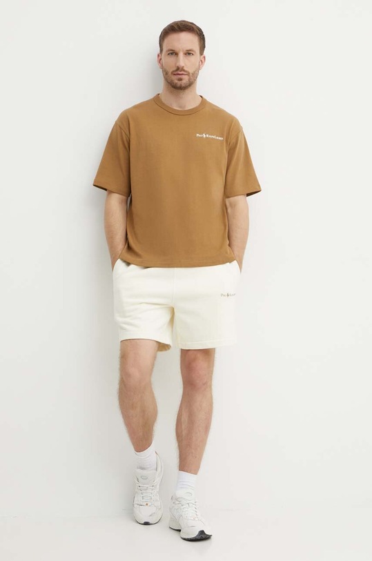 Bavlněné tričko Polo Ralph Lauren 710950133 hnědá AW24