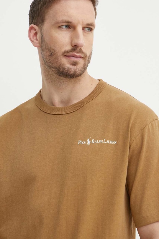 Bavlněné tričko Polo Ralph Lauren hnědá 710950133