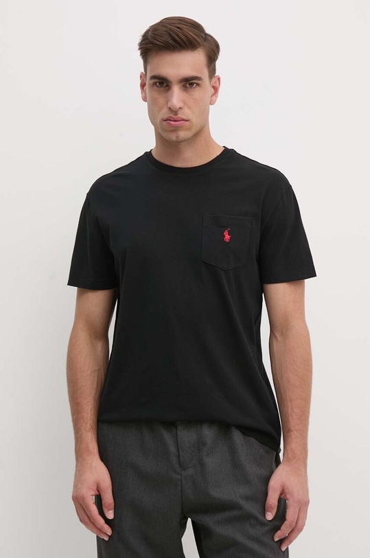 Βαμβακερό μπλουζάκι Polo Ralph Lauren κανονικό μαύρο 710707095
