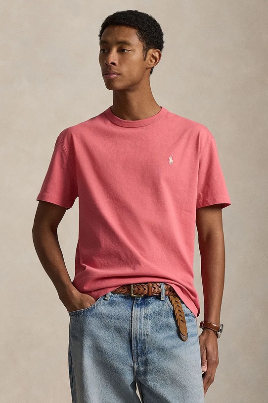 Polo Ralph Lauren t-shirt bawełniany gładkie różowy 710916698