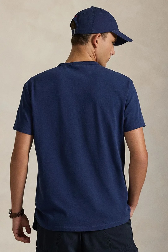 Βαμβακερό μπλουζάκι Polo Ralph Lauren 710916698 σκούρο μπλε SS25